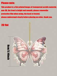 1pc Acrylic Butterfly Pattern Car Rear View Mirror Hanging Decor, Suitable As Gift, 2D Flat Pendant For Car, Home Decor, Keychain And Other Decorations - Multicolor - View 3
