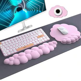 3pcs Cloud Wrist Rest For Keyboard, Ergonomic Computer Keyboard Wrist Pad With Memory Foam, Keyboard Wrist Support To Relieve Wrist Pain, Suitable For Home Office And Gaming