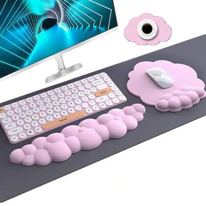3 buah Sandaran Pergelangan Tangan Cloud untuk Keyboard, Bantalan Pergelangan Tangan Keyboard Komputer Ergonomis dengan Busa Memori, Penopang Pergelangan Tangan Keyboard untuk Meredakan Nyeri Pergelangan Tangan, Cocok untuk Kantor Rumah dan Bermain Game