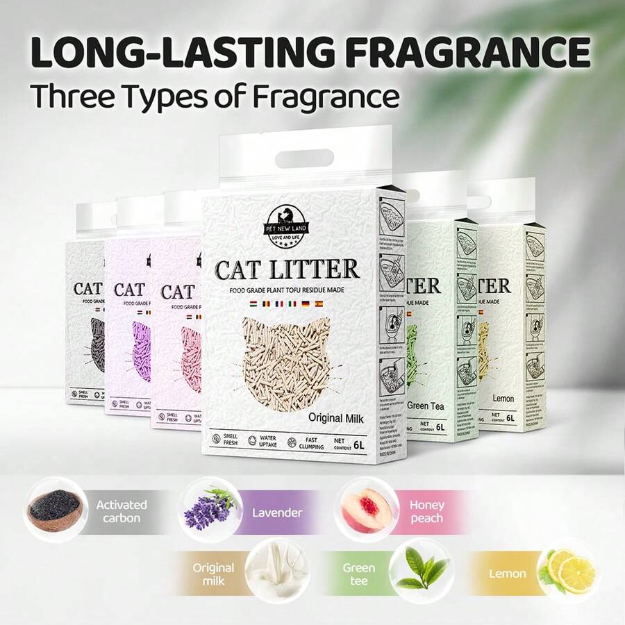 1包宠物猫砂，天然豆腐猫砂，易结团，细腻粉尘可直接冲入马桶，多种口味可选，除臭猫砂，猫咪必备 - 彩色 - 查看 1