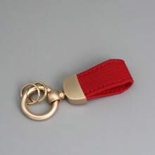 1pc Customized Text PU Leather Distinctive French Couple Keychain, Fits All Vehicles, Gold-Plated Hardware, Fashion Accessory, Cute Keyring