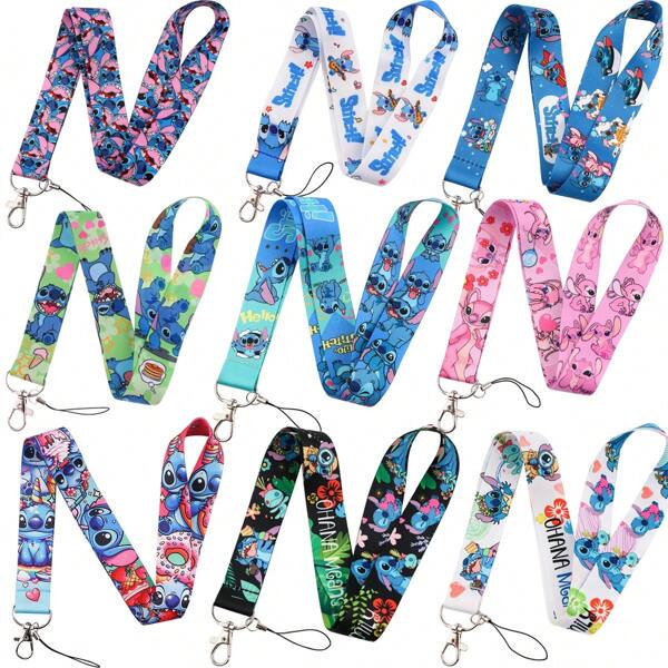 Disney 1 pieza Accesorios de llavero con Stitch linda - Colgante decorativo para teléfono, tarjeta de identificación, tarjeta de autobús, titular escolar