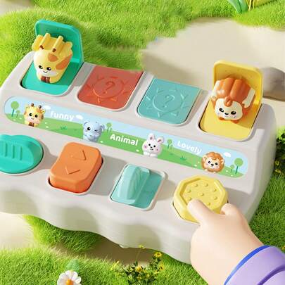 捉迷藏卡通弹出式盒子，适合青少年 - 带有动物卡片的互动学习玩具，可作为生日或圣诞节的益智礼物