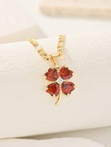 1pc Classic 4.0mm Copper Double Clip Snowflake Pattern Necklace, Suitable For Festivals, Daily Wear, Outdoor Activities, Gifts For Friends And Girlfriends - Yellow Gold - View 10