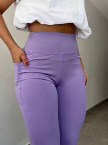 Calça Leg Feminina Lisa Cos Alto Moda Academia