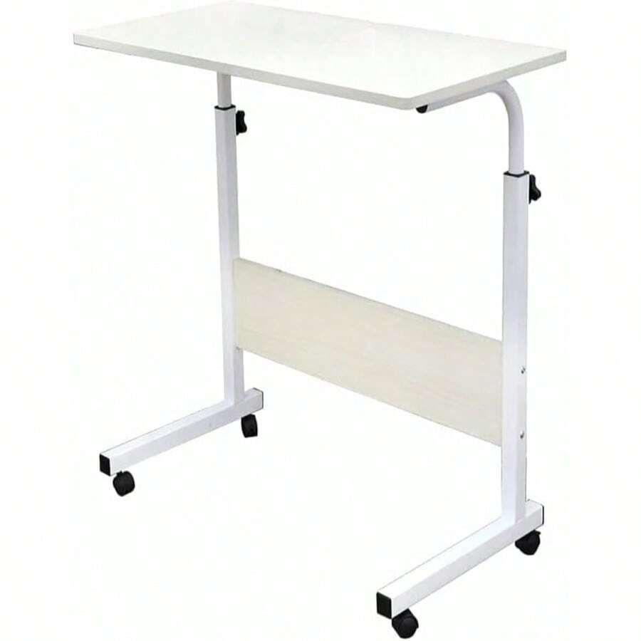 Escritorio Armable Móvil, Escritorio Forma en "C" Para Laptop o PC, Mesa de Servicio Para Lectura, Trabajo, Ocio, Estudio, Fácil de Armar y Guardar, Para Espacios Pequeños en Casa u Oficina, Soporte de Hasta 40kg - Blanco - Ver 1