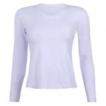 Kit 3 Women's Basic Long Sleeve V-Neck Blouses - Blanco / Blanco / Blanco - Ver 2