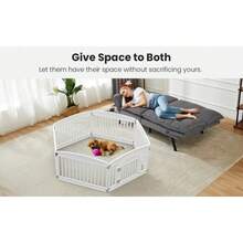 PetTrove - Plastic Pet Playpen, Durable Puppy Playpen With Lockable Door And Non-Slip Bottom, Portable Indoor Outdoor Puppy Pen - 白色 & 4 面板 24 英寸 - 查看 11