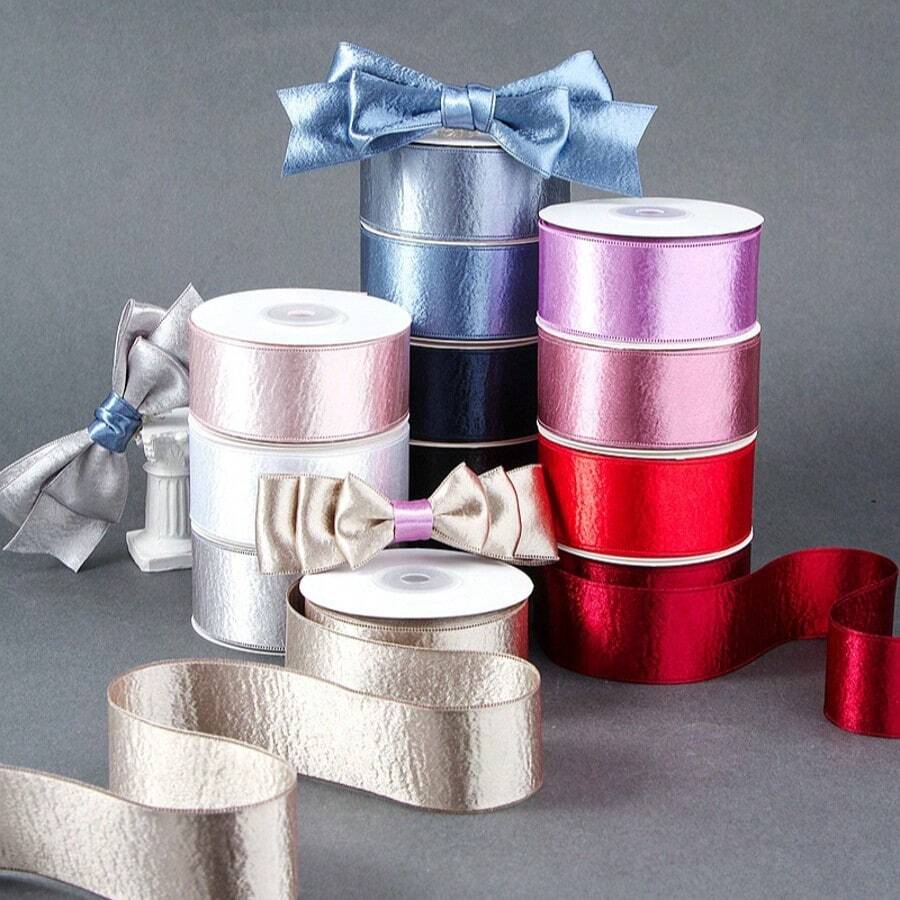 2 号双面闪光银丝带，手工 DIY 头饰，花卉礼品包装，丝带边缘压边