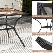 Patio Table Outdoor Dining Table For 4 People With Umbrella Hole-Brown - Brown - View 7