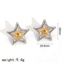 时尚欧美风格不锈钢星形耳钉，光滑五角星耳饰，适合女士 - 星星 - 查看 12