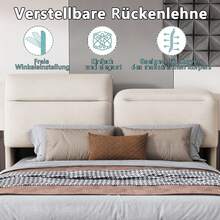 Double Bed 160x200 Cm, Upholstered Bed With Adjustable Headboard, Storage Space Under The Bed, Ottoman Bed Frame With Gas Spring, Without Mattress, Beige