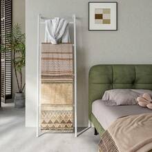 4-Layer Towel Racks Blanket Ladder  Wall-Leaning Blanket Holder Decorative Display Metal Ladder Shelf Stand  Hanging Organiser Hangable