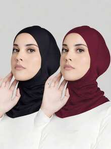 1/2 Pezzi Sciarpa Interna Turbante da Donna: Stile Tinta Unita Elasticizzata Cappello Sciarpa - Casual, Comoda, Morbida e Traspirante Per Uso Quotidiano