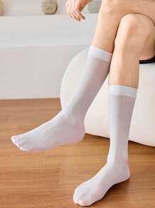 1/3/6 pares de calcetines de rayas verticales para hombre en negro, blanco, azul, calcetines delgados para primavera, verano, otoño, calcetines largos y transpirables negros para negocios