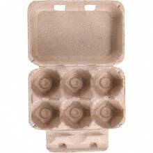 10 件纸浆 6 槽鸡蛋托盘，可重复使用的储物托盘，可容纳 6 个鸡蛋，冰箱纸盒纸架容器