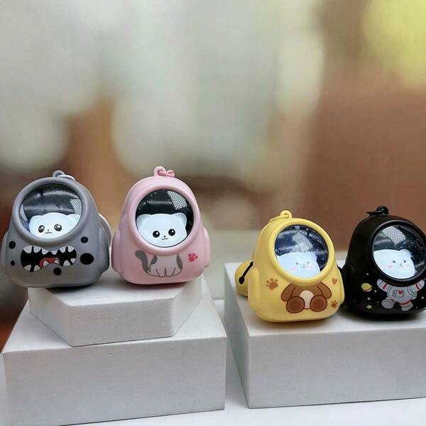 1pc Cute Bear Design Backpack Mini Bedside Lamp Keychain, Atmosphere Lamp Keychain, Backpack Pendant