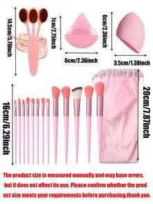 19件套化妆刷套装(含抽绳收纳袋),包括4支粉扑、化妆海绵、腮红刷、粉底刷、眼影刷、修容刷、眼部化妆刷、软毛化妆刷、腮红刷、专业化妆刷套装、女士化妆刷套装、化妆刷套装、化妆刷套装、化妆刷套装、全套化妆刷、化妆刷套装、化妆刷套装、化妆刷礼盒套装 - 彩色 - 查看 9