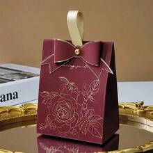 5/10/15/20/25pcs Champagne & Silvery Foil Floral Boxes With Bowknots -Faux Leather HandheldGift Boxes For Birthdays, Weddings, Anniversaries &Celebrations - Gift Box - View 13