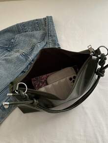 Túi đeo vai hình lưỡi liềm dệt phối màu tương phản thời trang, phù hợp để đi mua sắm, đựng ví, dành cho phụ nữ trẻ, sinh viên đại học, người mới bắt đầu sự nghiệp, các quý cô văn phòng. Cũng thích hợp cho văn phòng, trường đại học, công việc, kinh doanh, đi lại, hoạt động ngoài trời, du lịch và dã ngoại. - màu xanh lá - Xem 11