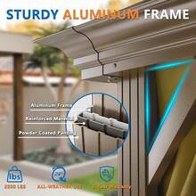 tooluck 12x20 Hardtop Gazebo With Metal Roof, Heavy Duty Galvanized Steel Gazebo With Reinforced Aluminum Frame, Flame-Resistant Curtains And Netting, Suitable For All-Weather, Brown - Brown - View 9