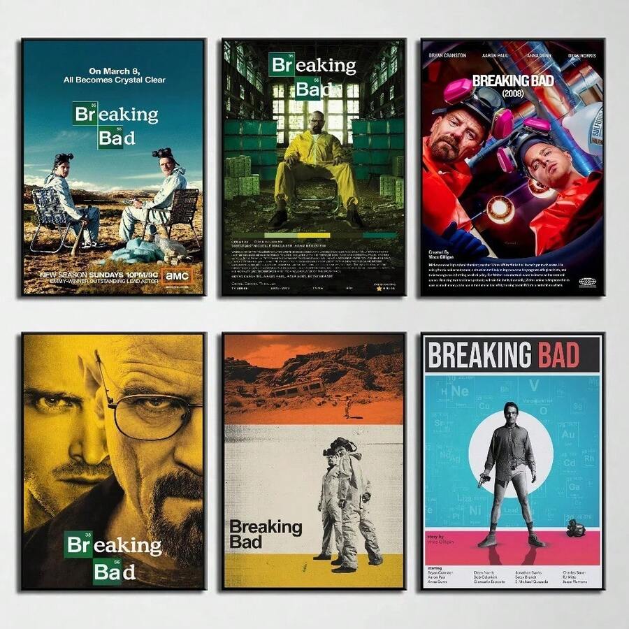 1 pieza Póster clásico de la serie de televisión Breaking Bad sobre el crimen, para decoración de pared en cafetería o bar, sin marco