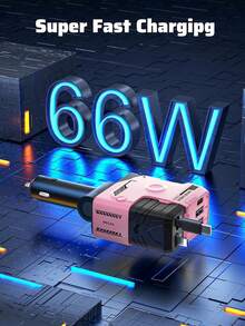 W&O Retractable Car Charger With Extendable Cable (31.5 Inches), 4-In-1 Super Fast Car Charger With Dual USB Ports, Compatible With 15/14/13/12/11 Pro Max, IPad, Pixel And More, Practical Gift, Christmas Gift - Multicolor - View 6