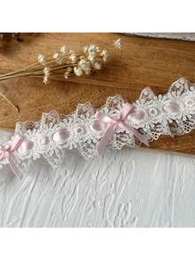 1/3/5M French Style Double Layer Satin Ribbon Embroidered Lace Trim With Cute Bow, DIY Wedding Dress Material, Fabric Lace Ribbon For Clothing, Hair Accessories, Home Decor, Multi-Color Options