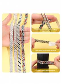 4/1Piece Self-Adhesive Sparkling Diamond Ribbon Set, 4/2 Yards Total - Crystal Embellishments For Diy Crafts, Clothing, Phone & Party Accessories