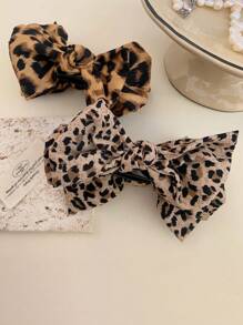 1 Stück schicke Leoparden-Muster Haarspange, große schicke Leoparden-Muster Haarspange, eleganter Polyester & Elastan Haarklippenknoten, - elegante Retro Doppelschicht große Schleifen-Haarklammer, elegante Schleife Ballkopfklammer für hochgestecktes Haar, Vintag-inspirierte Stoff-Haarspange für Pferdeschwänze und hochgestecktes Haar, Y2K-inspirierte PVC-Knoten-Haarspange für Frauen, perfektes Geschenk Haarklammern, Haarspangen