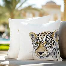 1 件 17.7*17.7 英寸 (45*45 厘米) 涤纶水彩豹纹印花设计靠垫套 [单面印花] 家居装饰 [不含枕芯]，适合日常使用，家居装饰，客厅沙发，卧室，汽车头枕枕头床上用品枕套房间装饰卧室装饰靠垫套靠垫 - 彩色 - 查看 9