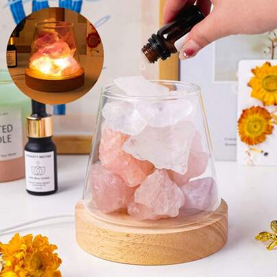 1pc Natural Crystal Raw Stone Aromatherapy Minerals Rose Quartz Fragrant Incense Decorative Lamp Home Decoration Christmas Gift