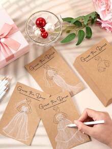 10pcs Bridal Shower Game Cards, Including Water-Soluble Pencils, DIY Wedding Game Card Set, Fun Wedding Party Games, Suitable For Bachelorette Party, Bridal Shower, Valentine's Day Party, Wedding Decoration Party Supplies - Multicolor - View 6