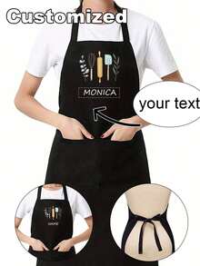 1pc Personalized Custom Chef Black Apron,Family Apron,Baking Apron,Housewife Apron,Hairdresser Beauty Salon Cosmetologist Cosmetology School Barber Gift Custom,Unique,Personalized Ideal Gifts For Him Her,Boyfriend,Girlfriend,Dad,Mom,Family,Friends For Anniversaries,For Valentine's Day,For Mother's Day,For Birthdays,For Children's Day,For Father's Day,For Graduation,For Weddings,For Christmas,For Housewarming