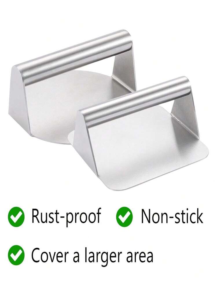 1pc Burger Press,Stainless Steel Smash Burger Press, Burger Smasher With Stainless Steel Handle,Round Hamburger Press,Stainless Steel Hamburger Press Non Stick Burger Maker With Ergonomic Handle,Square Hamburger Press - Silver - View 7