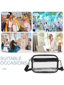 New Transparent One Shoulder Crossbody Bag, Fashionable Versatile Casual PVC Transparent Tote - Black - View 2