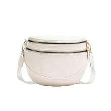 Women's Fashionable Double Zipper PU Suede Crescent Sling Bag Crossbody Bum Bag Fanny Pack Adjustable Strap, Chest Shoulder Bag Purse Handbag For Travel Leisure Vacation - Xương - Xem 4