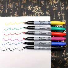 12pcs/6pcs12 Color Fine Tip Permanent Marker Set For Office, Classroom And Home, Quick Dry Ink - Plastic Material (Random Colors),Back To School - Multicolor - View 7