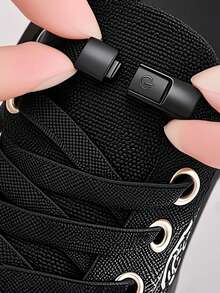 Convenient Elastic No Tie Shoelaces With Flat Buckle Locking System For Men & Women For Women Men Sneakers Shoes, Casual Shoes,White Shoes - Black - View 1