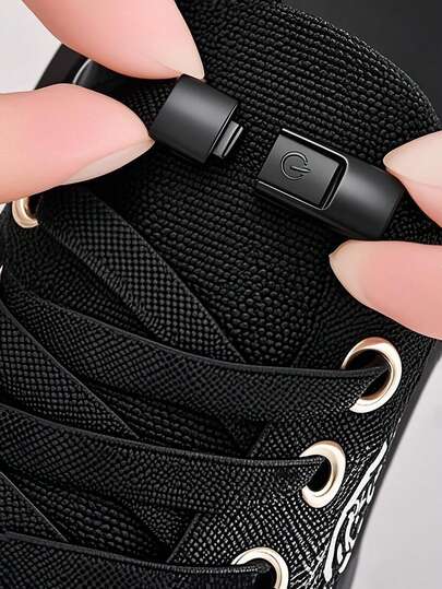 方便弹性免系带鞋带，带扁平扣锁系统，适合男女，适合女士，男士运动鞋，休闲鞋，白色鞋