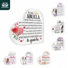 Putuo Decor 1pc Spanish Heart Shaped Acrylic Sign Table Decor, Desktop Decoration For Home Farmhouse Living Room, Gift For Grandmother