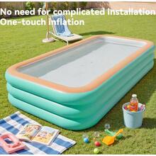 耐用厚 PVC 充气游泳池，非常适合玩水，适用于庭院、户外休闲娱乐、海滩必需品、海滩配件、泳池浮板 - 彩色 - 查看 4