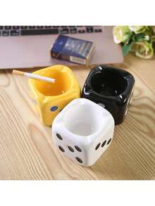 1 件陶瓷骰子烟灰缸，适合家庭和户外使用，精美香烟烟灰缸，汽车，桌面便携式烟灰收集器