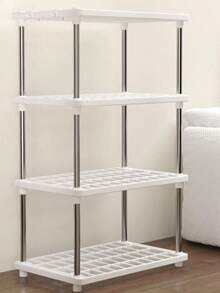 4 niveles, estante de almacenamiento moderno y minimalista independiente para aperitivos para dormitorio, Estante de almacenamiento - Blanco - Ver 9