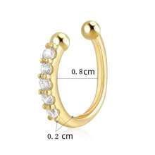 2 peças elegantes e luxuosas de cobre em forma de U com diamantes falsos, piercing de nariz falso multifuncional, adequado para mulheres, para uso diário e festivo, adequado para o Ramadã, acessório para todas as estações