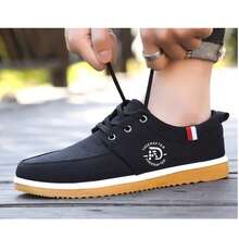 2025 男士新款正式商务流行时尚百搭户外低帮帆布系带休闲运动鞋 - 黑色 - 查看 7