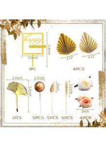 26 Stück Boho Champagner Rose Tortendeko Kugeln, Tortendekoration mit goldenen Palmblättern, boheimische weiß-goldene Tortenkugeln, Bohème Party Zubehör für Bohème Hochzeit, Taufe, Geburtstagsfest, Muttertag (Bohème), Weihnachten