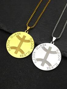 Collana con pendente con simbolo berbero africano per uomo e donna, in acciaio inossidabile color oro/argento, gioiello con catena con lettera amazigh