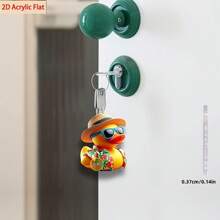 Pingente de Pato de Borracha de Cristal Plano 2D de Acrílico, Decorações Multifuncionais, Material de Cristal com Função de Chaveiro, Adequado para Espelho Retrovisor de Carro ou Bolsa, Dia das Mães, Dia dos Pais, Presente de Temporada de Formatura