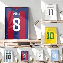 1 pieza Póster de temporada pop 2023 2024 Camiseta de fútbol Logotipo de estrella deportiva Decoración de pared moderna es perfecta para fans y decoración estética de la habitación Marco opcional